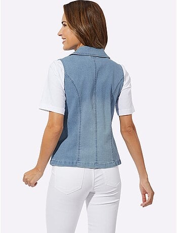 Gilet En Jean Denim Doux - Taille Standard - Moda Vilona