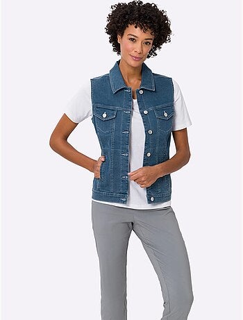 Gilet En Jean Denim Doux - Taille Standard - Moda Vilona