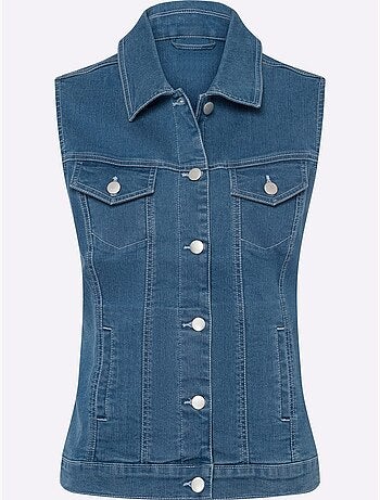 Gilet En Jean Denim Doux - Taille Standard - Moda Vilona