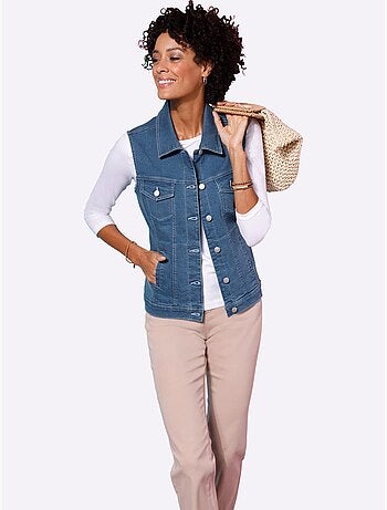 Gilet En Jean Denim Doux - Taille Standard - Moda Vilona