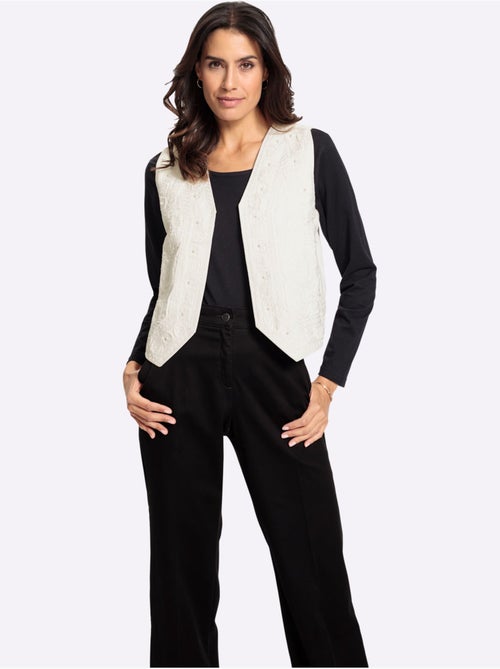 Gilet En Jean Jolie Broderie Florale Avec Perles Décoratives - Taille Standard - Witt - Kiabi