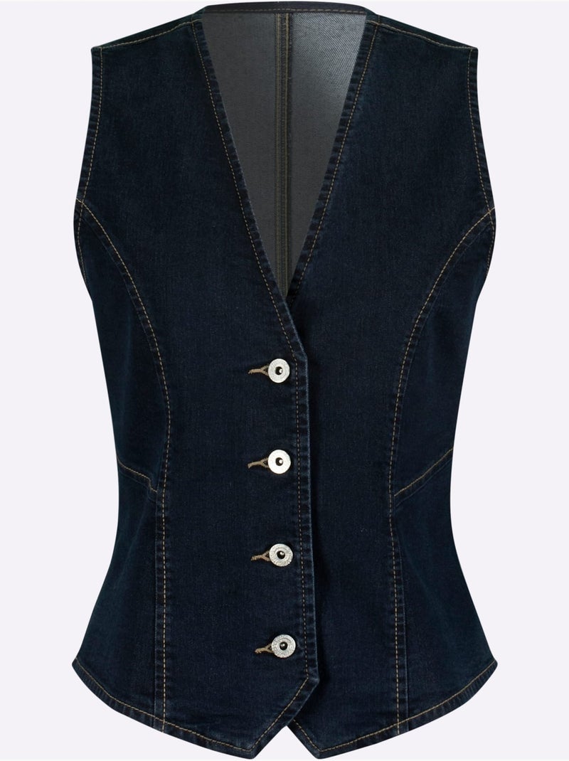 Gilet En Jean Pourcentage De Coton élevé - Taille Standard - Witt Bleu foncé - Kiabi