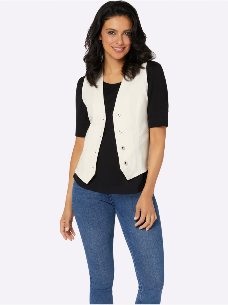 Gilet En Jean Pourcentage De Coton élevé - Taille Standard - Witt Ecru - Kiabi