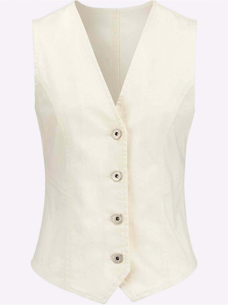 Gilet En Jean Pourcentage De Coton élevé - Taille Standard - Witt Ecru - Kiabi