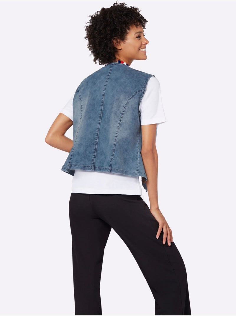 Gilet En Jean Qualité Coton - Taille Standard - Witt Bleu - Kiabi