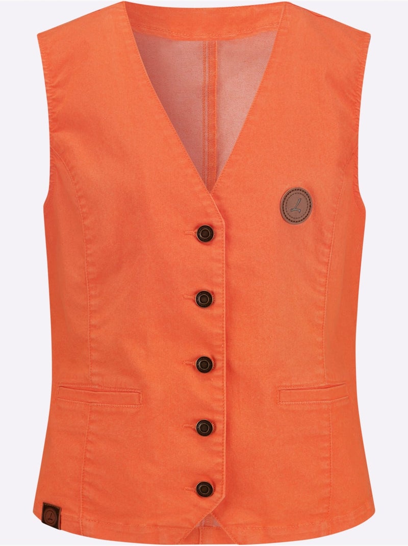 Gilet En Jean Qualité Coton - Taille Standard - Witt Orange - Kiabi