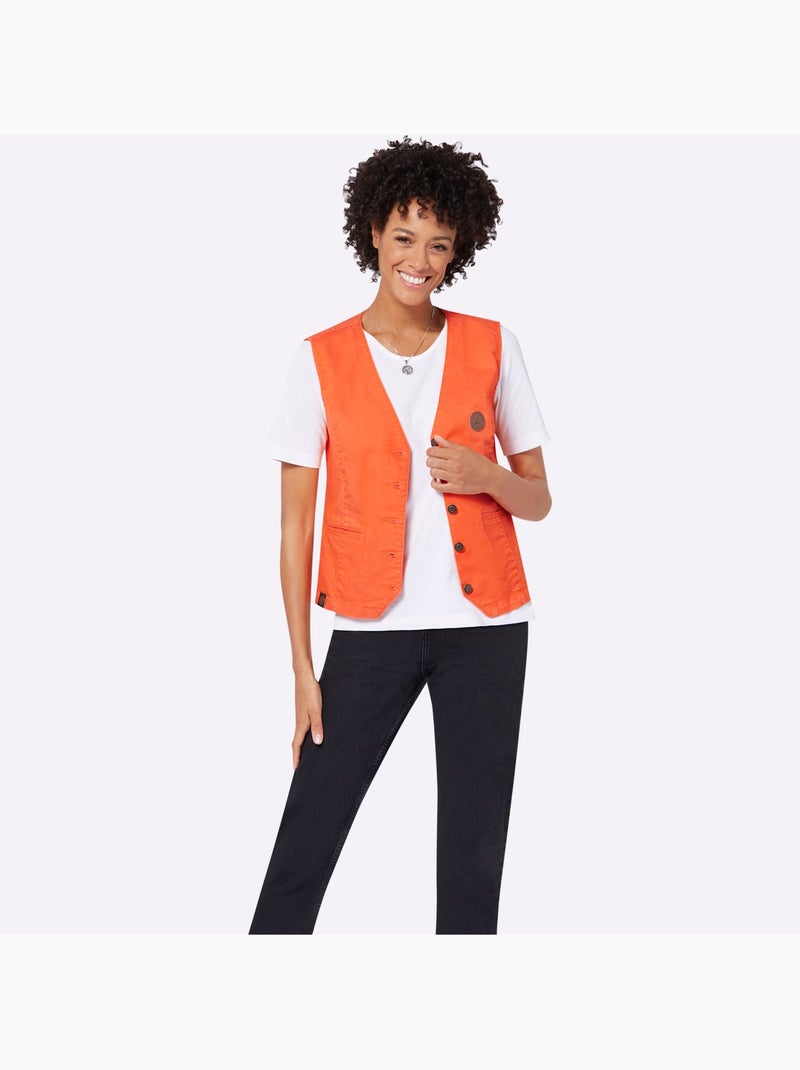 Gilet En Jean Qualité Coton - Taille Standard - Witt Orange - Kiabi