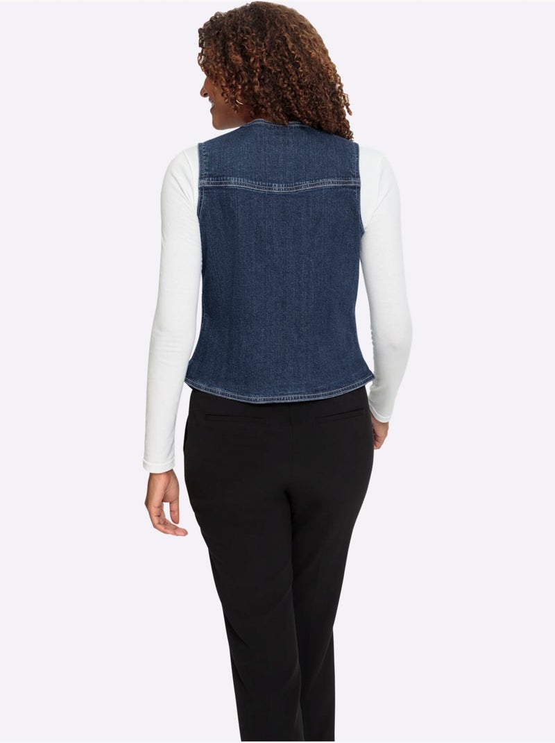 Gilet En Jean Qualité Coton Doux Sur La Peau - Taille Standard - Witt Bleu jean - Kiabi