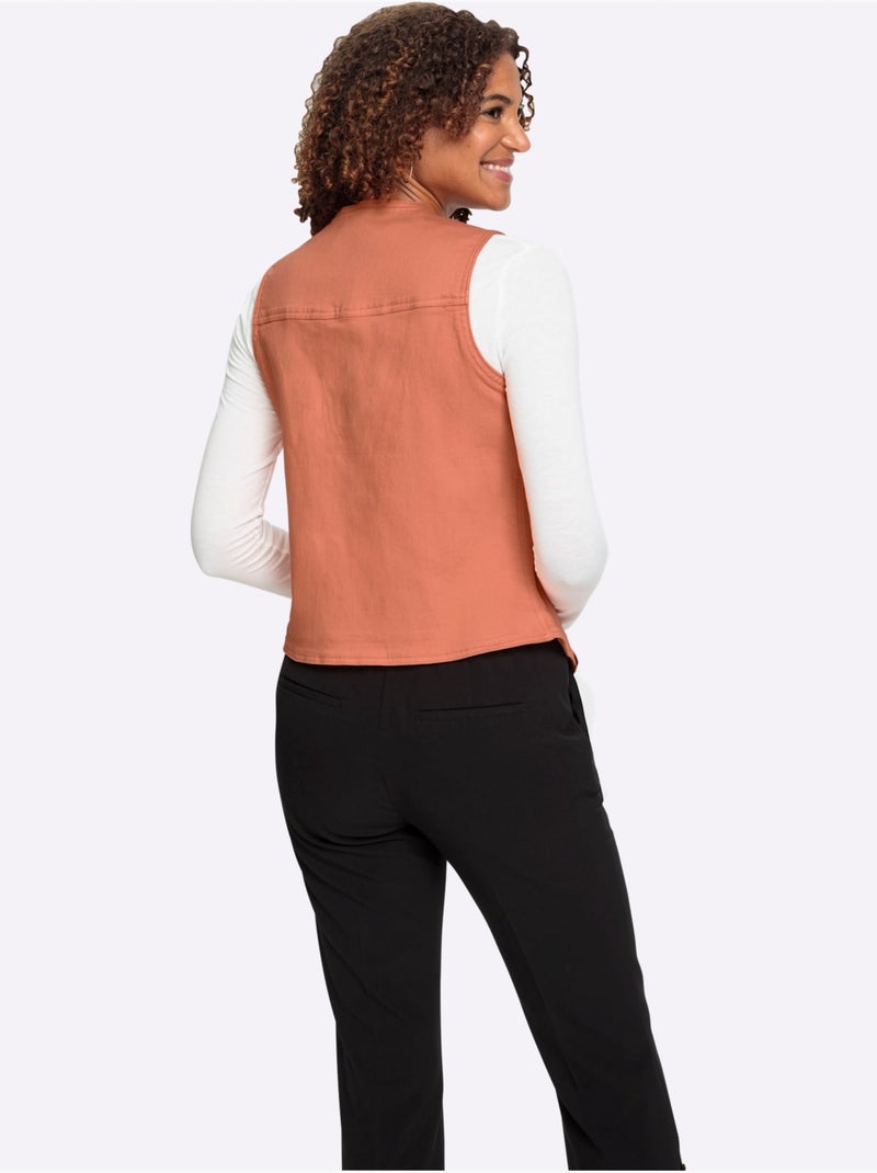 Gilet En Jean Qualité Coton Doux Sur La Peau - Taille Standard - Witt Orange - Kiabi