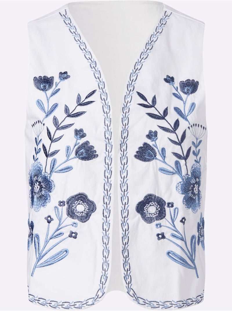 Gilet En Jean Qualité Twill - Taille Standard - Witt Blanc Bleu - Kiabi