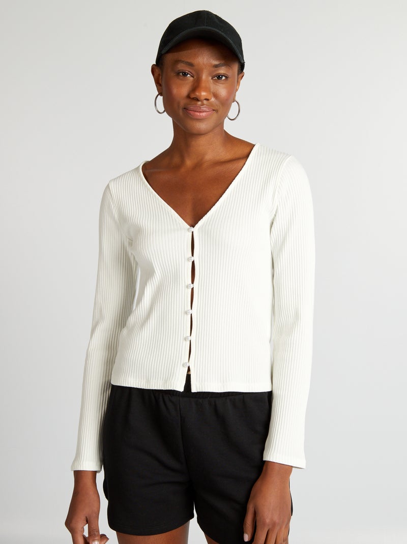 Gilet en jersey côtelé Blanc - Kiabi