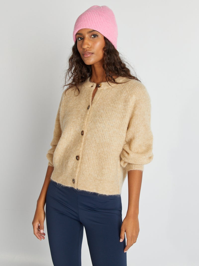 Gilet en laine et mohair mélangé Beige - Kiabi