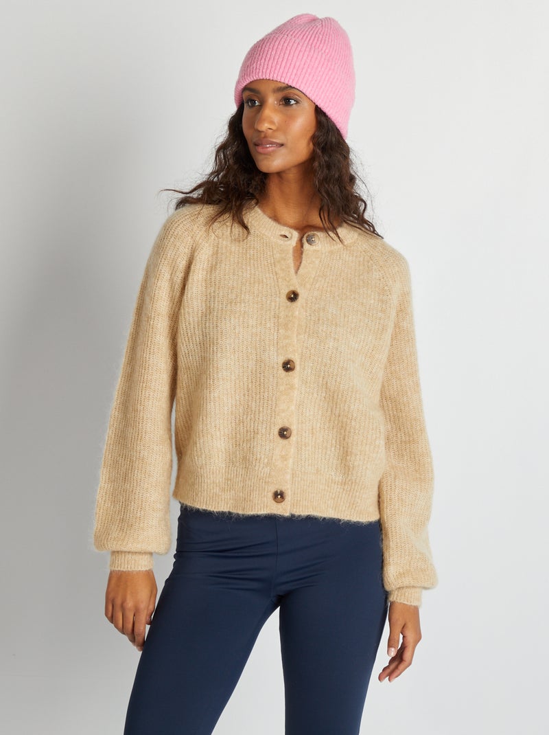 Gilet en laine et mohair mélangé Beige - Kiabi