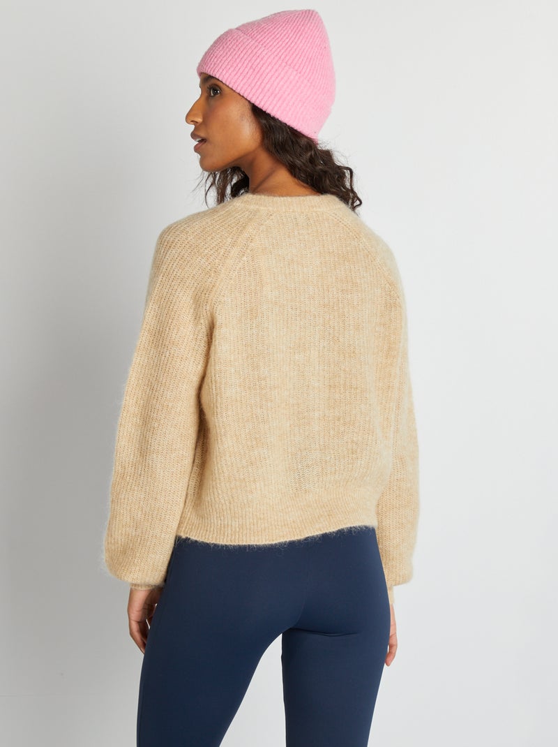 Gilet en laine et mohair mélangé Beige - Kiabi