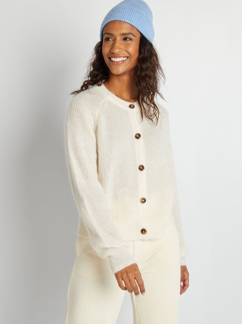 Gilet en laine et mohair mélangé Blanc - Kiabi