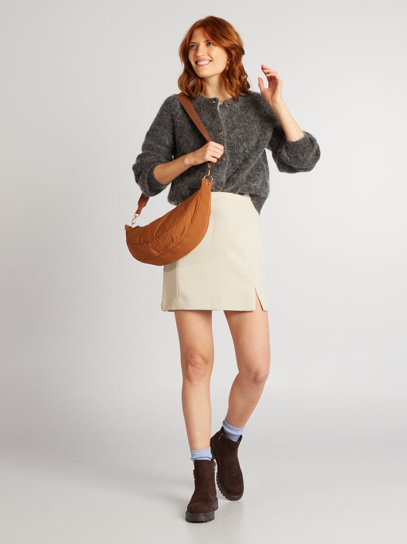 Gilet en laine et mohair mélangé Gris - Kiabi