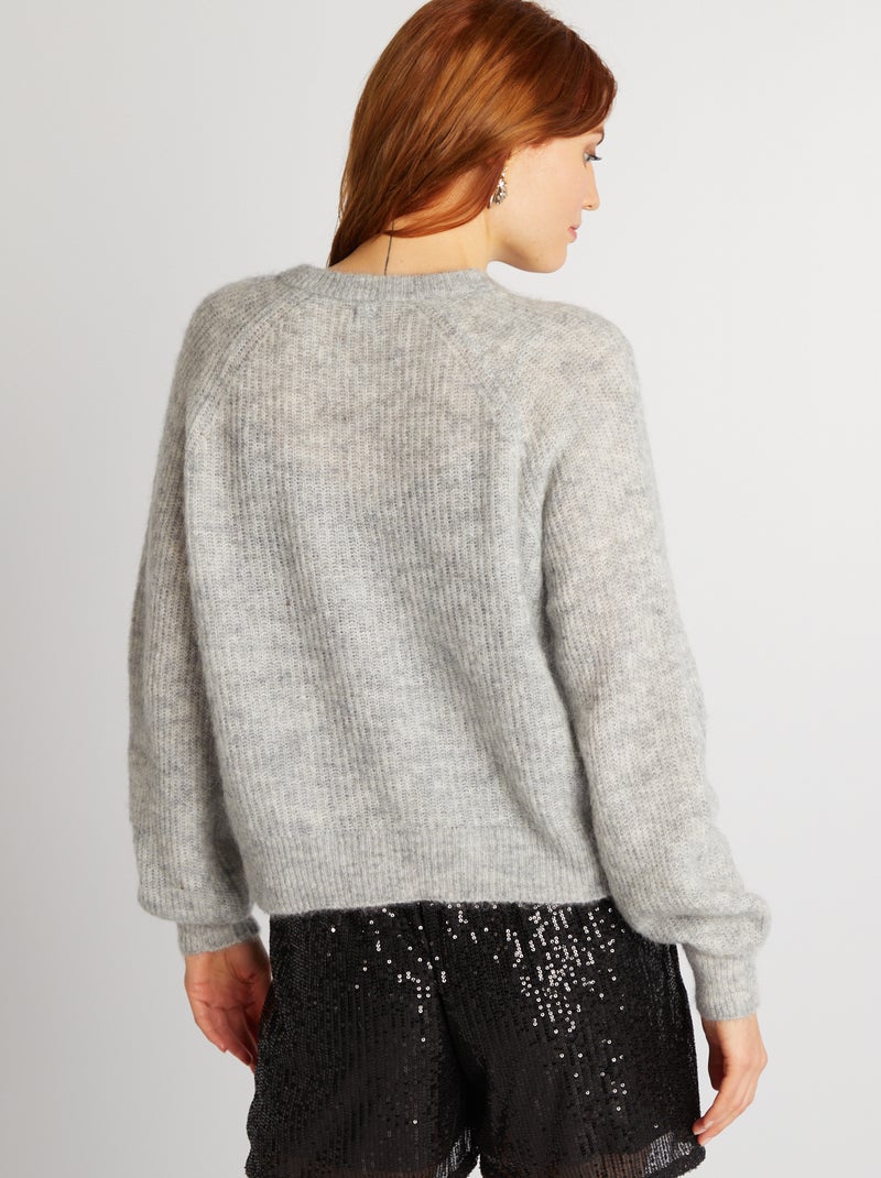 Gilet en laine et mohair mélangé Gris clair - Kiabi