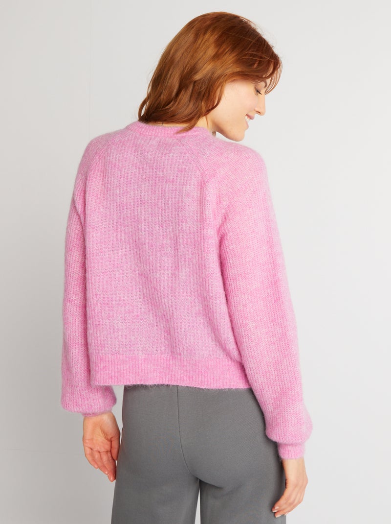 Gilet en laine et mohair mélangé Rose - Kiabi