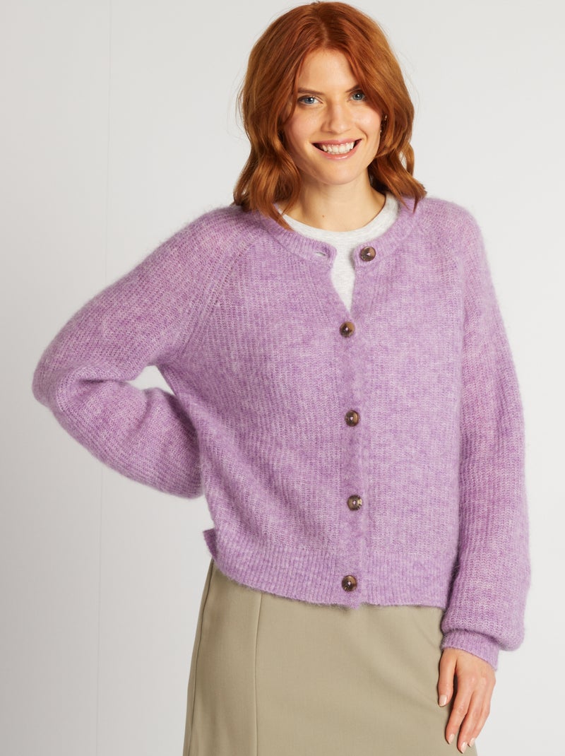 Cardigan En Laine Et Coton Rose Mauve Pour Fille - Taille 4 - Bonpoint - État Impeccable