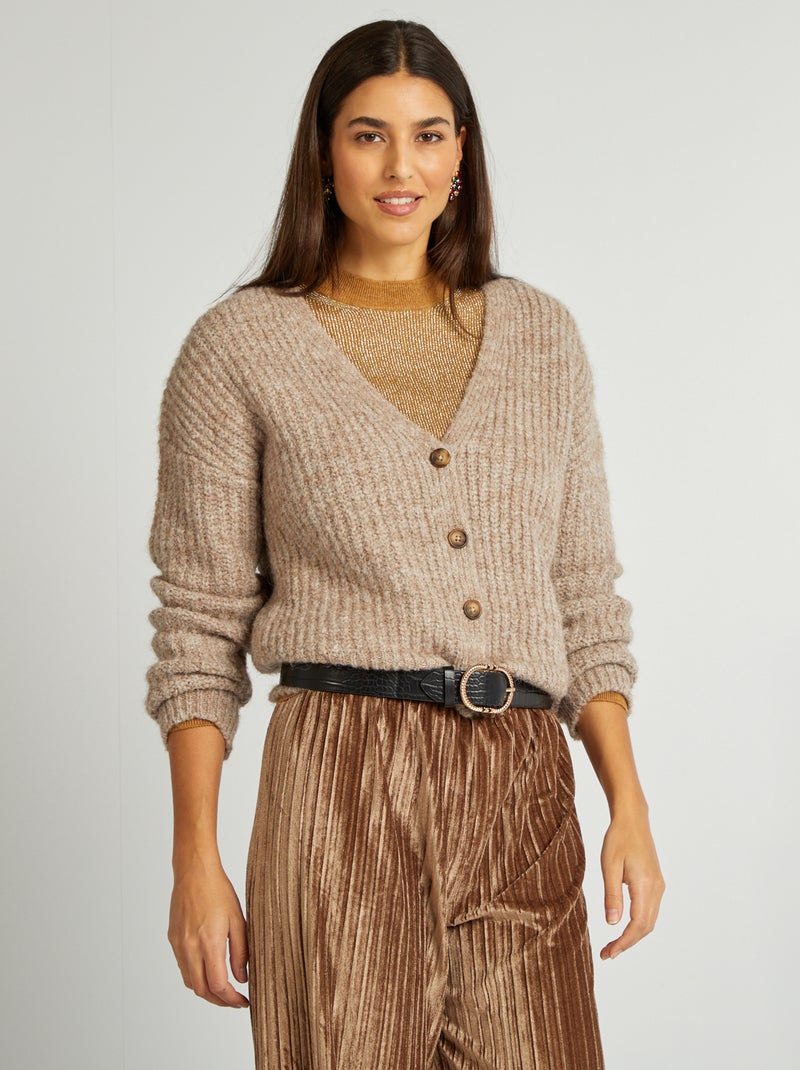 Gilet en laine mélangé Beige - Kiabi