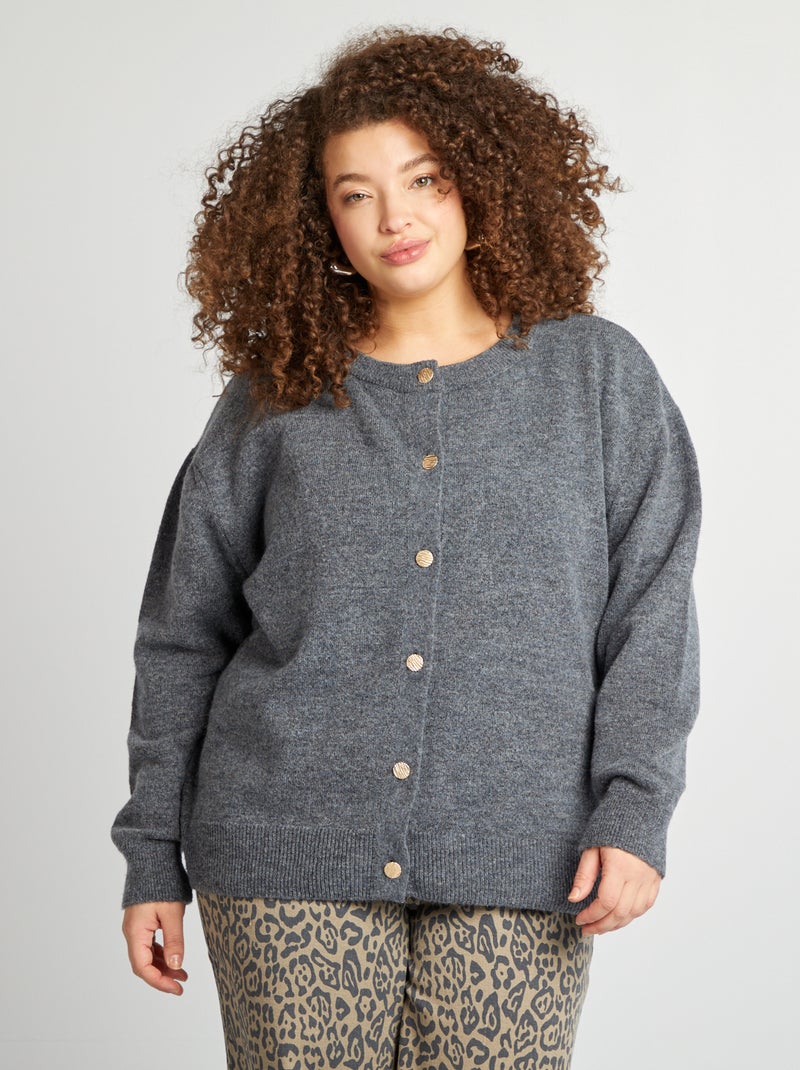 Gilet en laine mélangé Gris - Kiabi