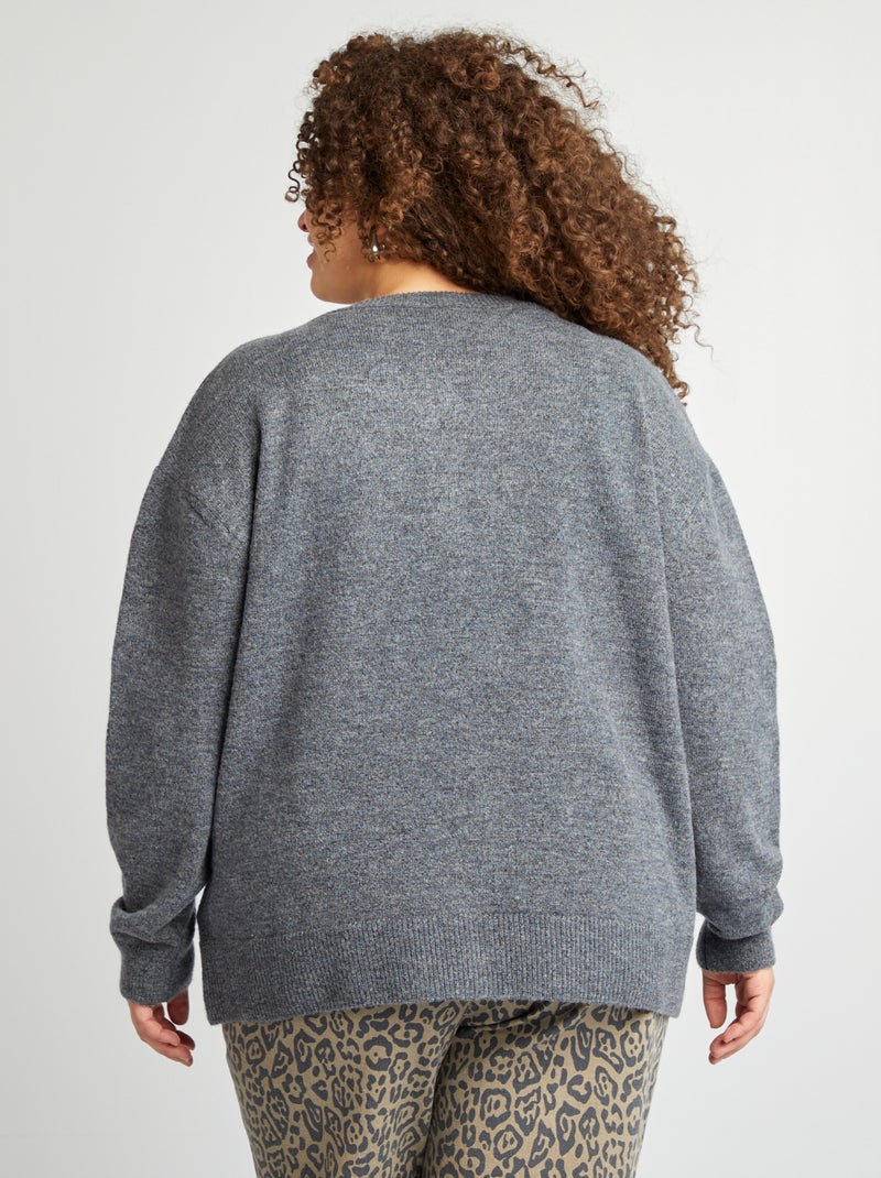 Gilet en laine mélangé Gris - Kiabi