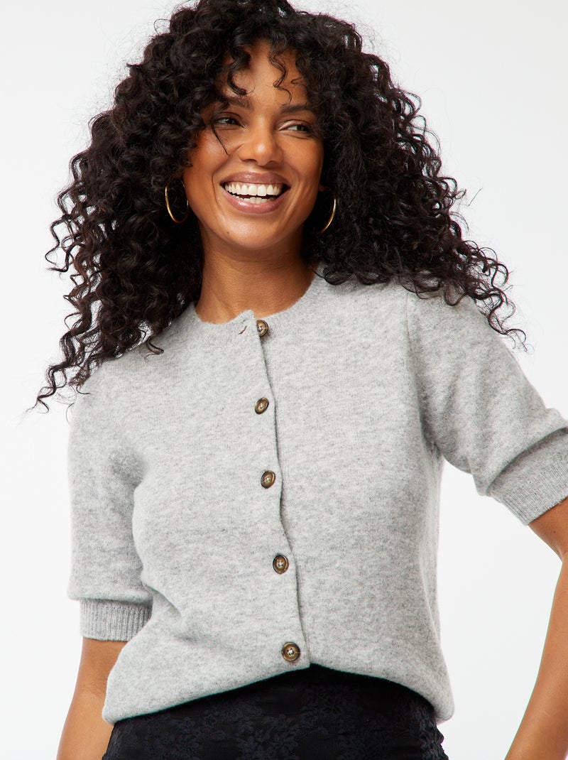 Gilet en laine mélangé Gris - Kiabi