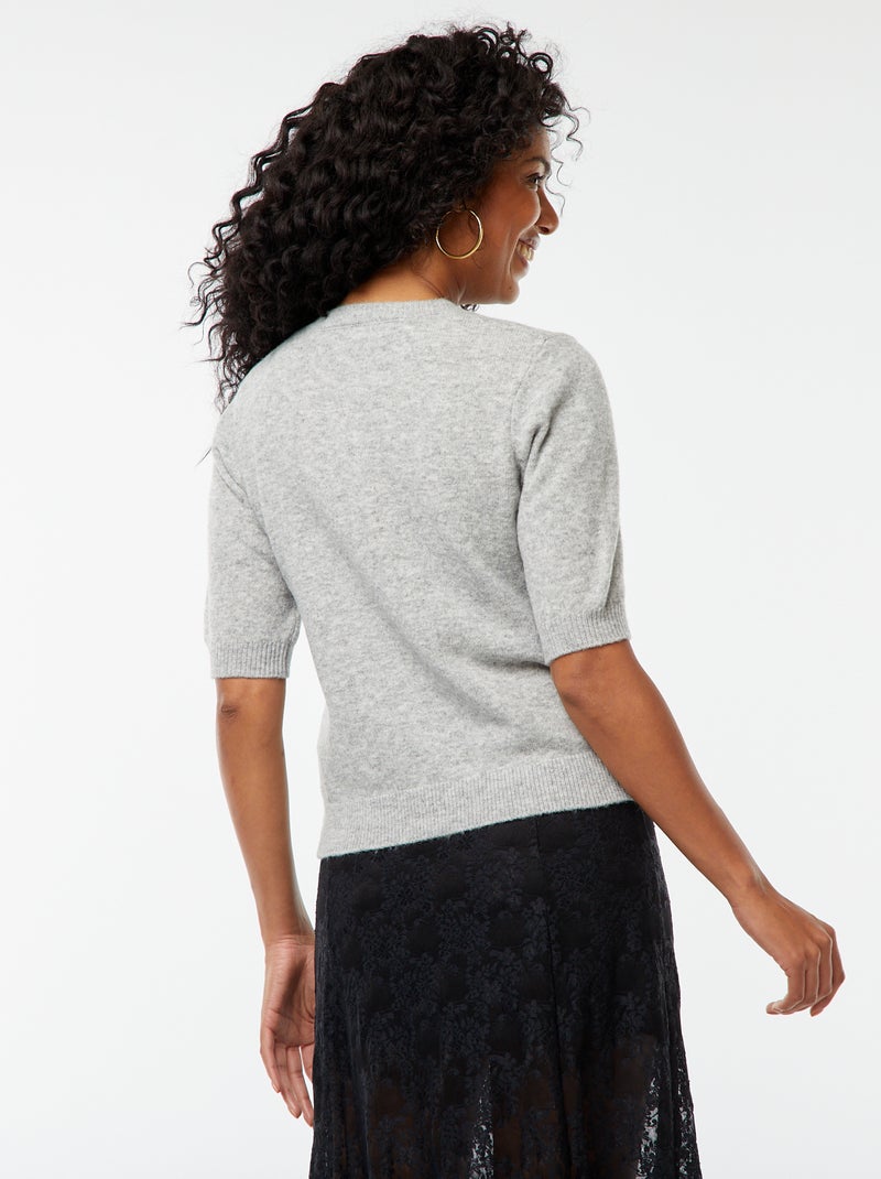 Gilet en laine mélangé Gris - Kiabi