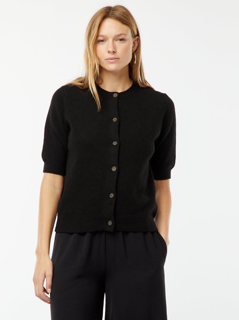 Gilet en laine m?�lang?� - noir - Femme - 18.00�?� - Kiabi