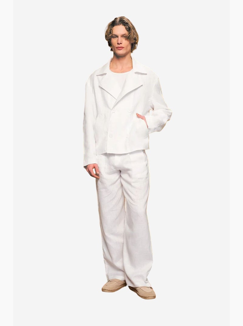 Gilet en lin boutonné à col châle giesto Blanc - Kiabi