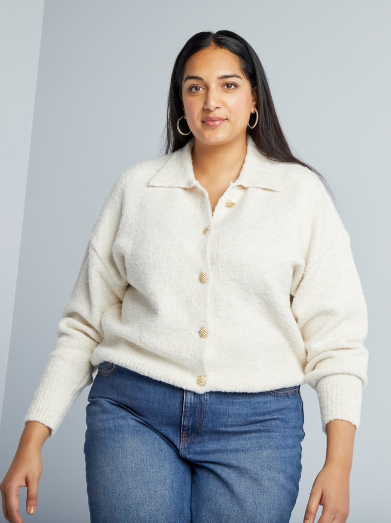 Gilet en maille à bouclette Beige - Kiabi