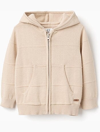 Gilet en maille à capuche et lignes en relief