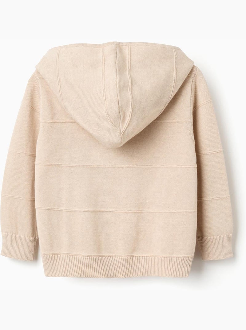 Gilet en maille à capuche et lignes en relief Beige clair - Kiabi