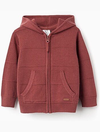 Gilet en maille à capuche et lignes en relief