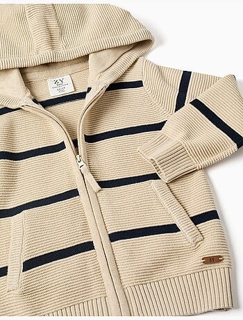 Gilet en maille à capuche et rayures