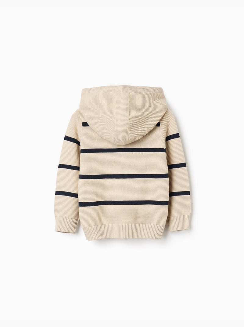 Gilet en maille à capuche et rayures Beige clair - Kiabi