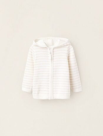 Gilet en Maille à Capuche Rayé