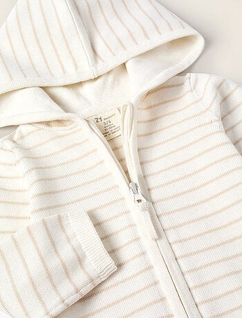 Gilet en Maille à Capuche Rayé