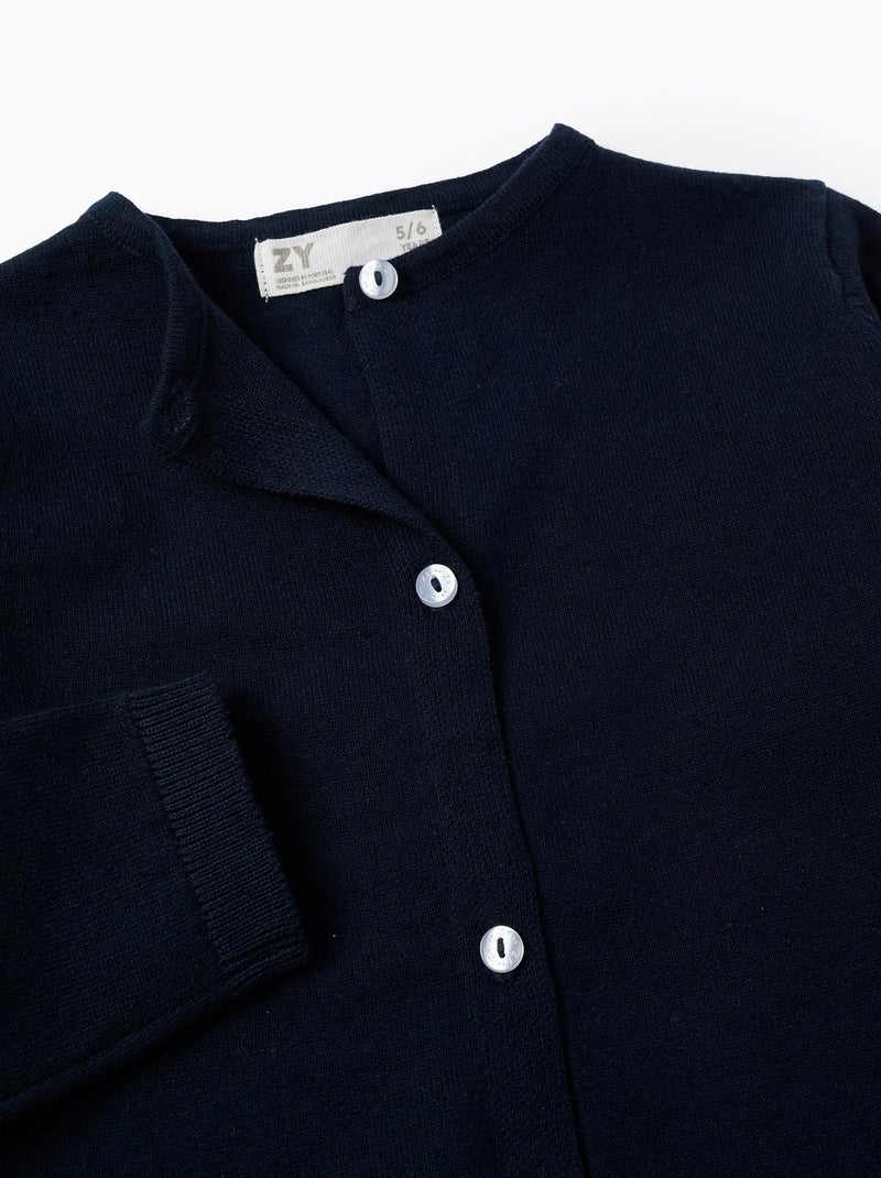 Gilet en Maille à Col Rond Bleu foncé - Kiabi