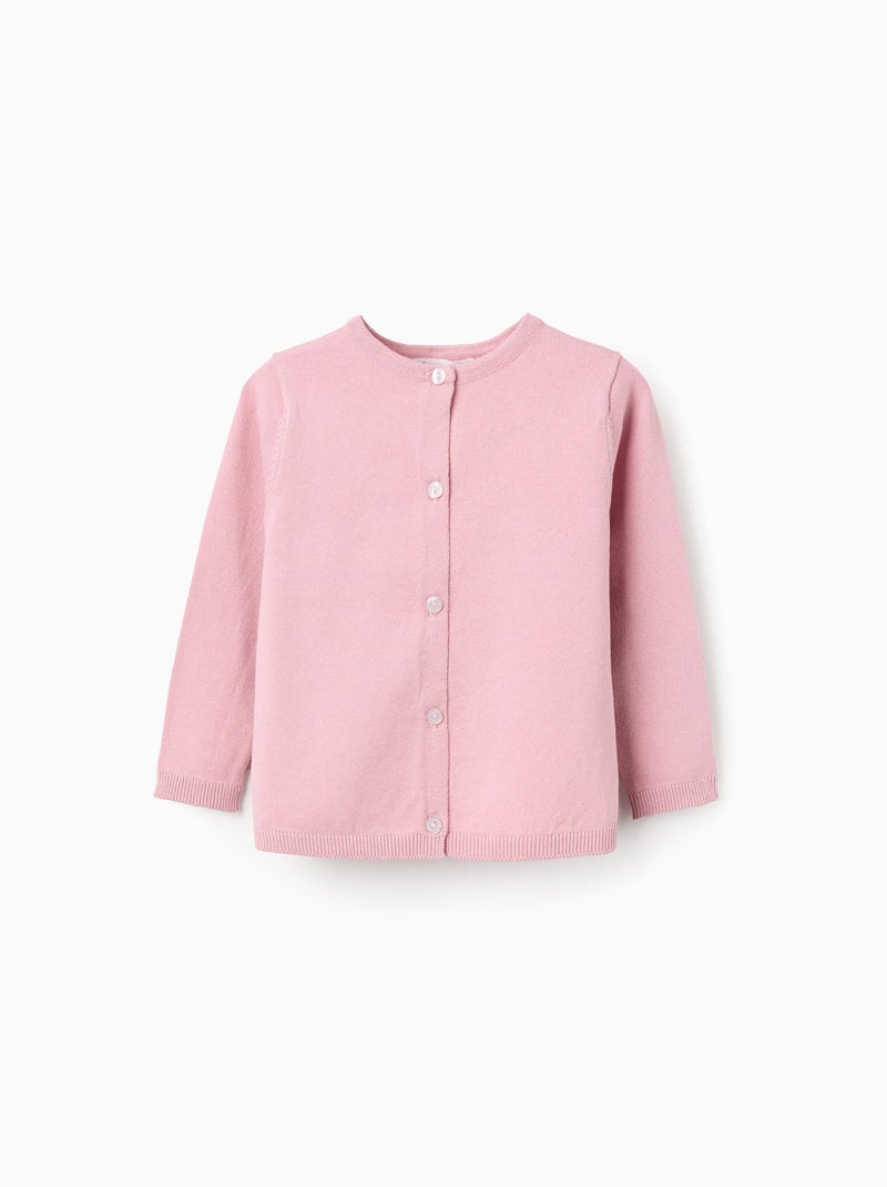 Gilet en Maille à Col Rond Rose clair - Kiabi