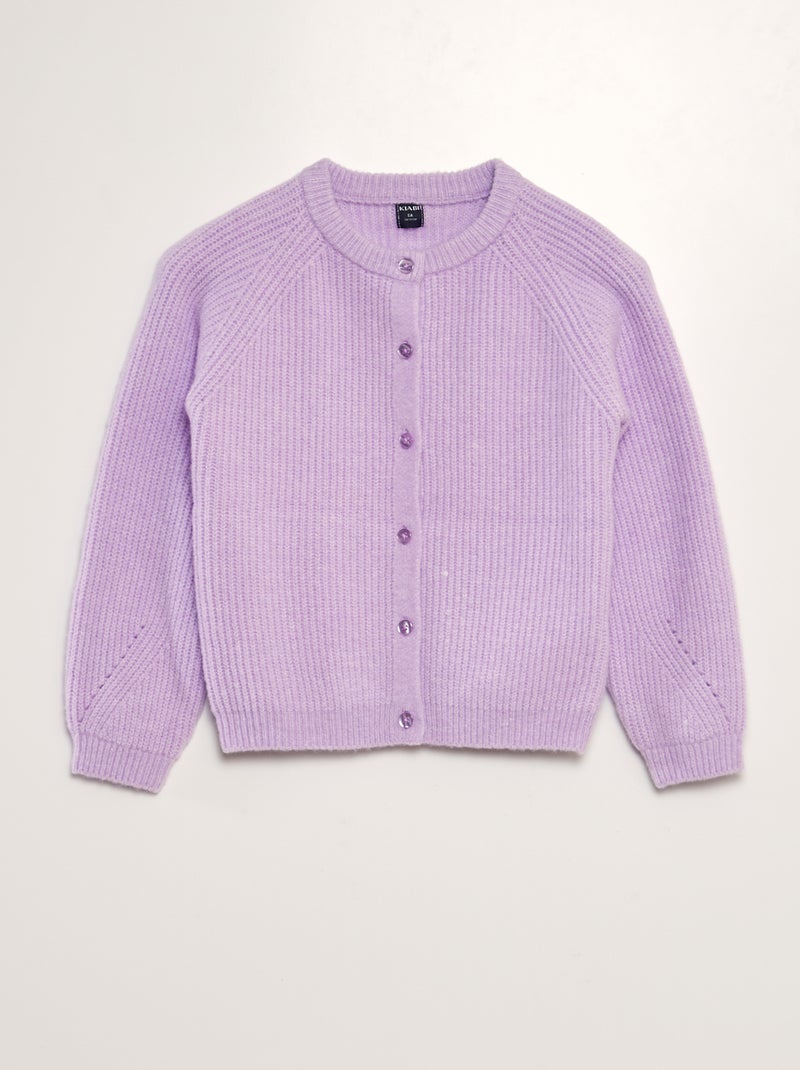 Gilet en maille à col rond Violet - Kiabi