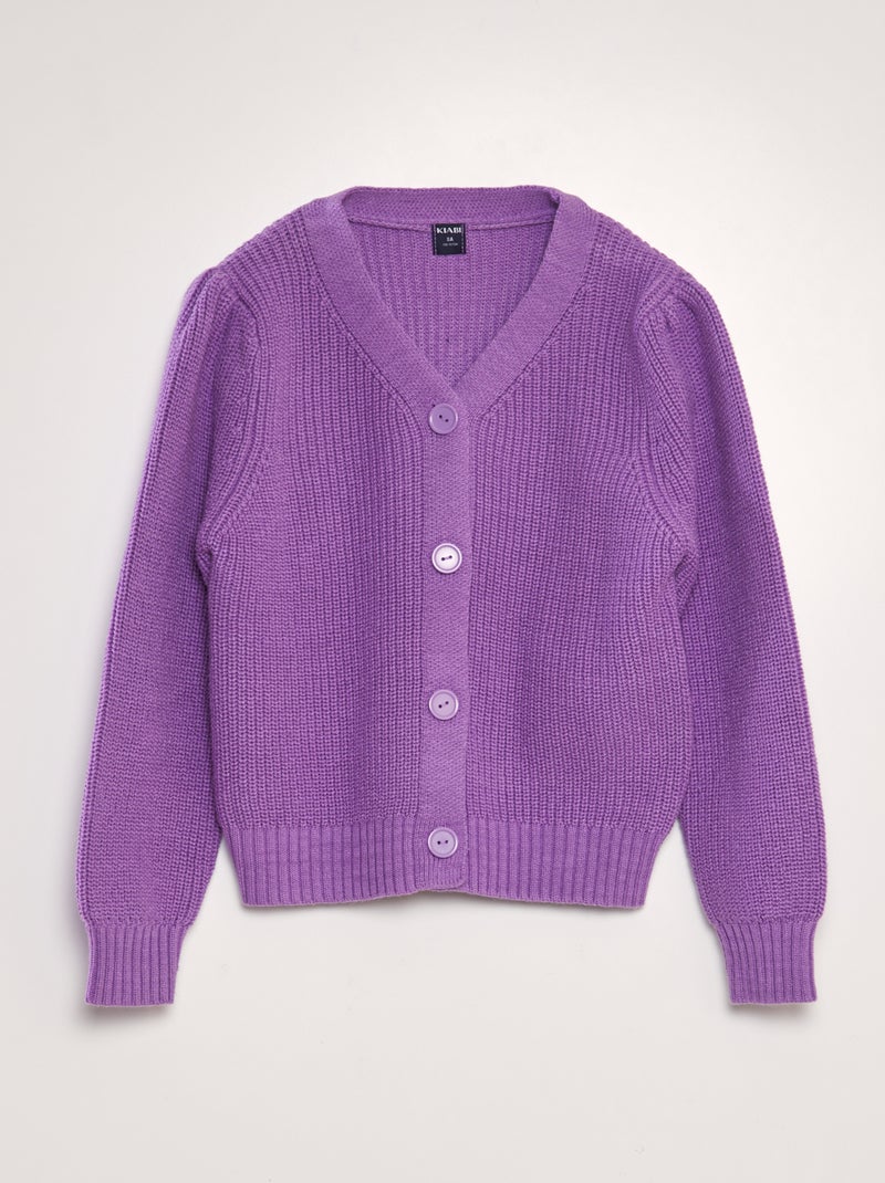 Gilet en maille à col V Violet - Kiabi