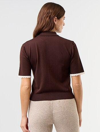 Gilet en maille à manches courtes avec dentelle