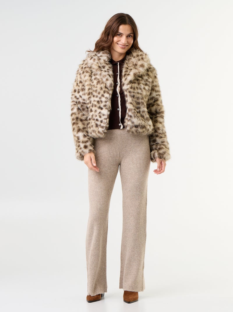 Gilet en maille à manches courtes avec dentelle Marron - Kiabi