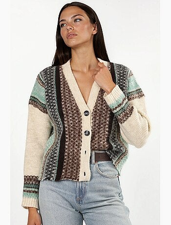Gilet en maille à motifs et col en v boutonné hiccup