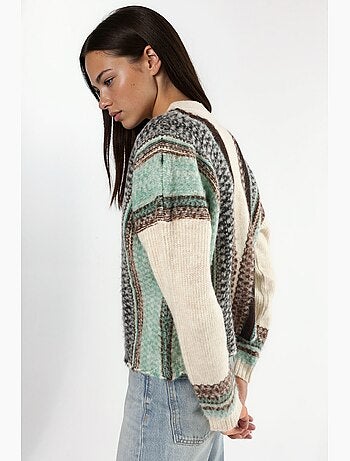 Gilet en maille à motifs et col en v boutonné hiccup