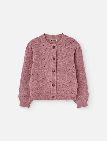 Gilet en maille ajourée à manches bouffantes