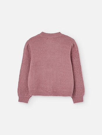Gilet en maille ajourée à manches bouffantes