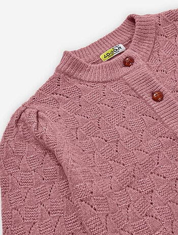 Gilet en maille ajourée à manches bouffantes