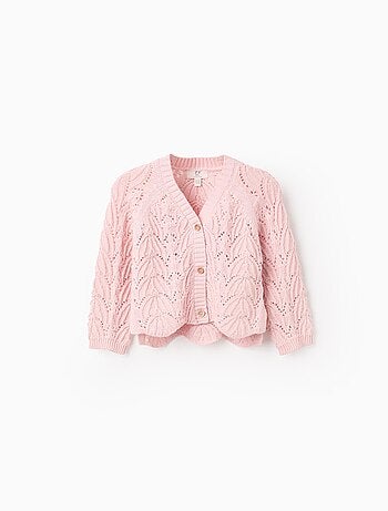 Gilet en Maille Ajourée avec Col en V